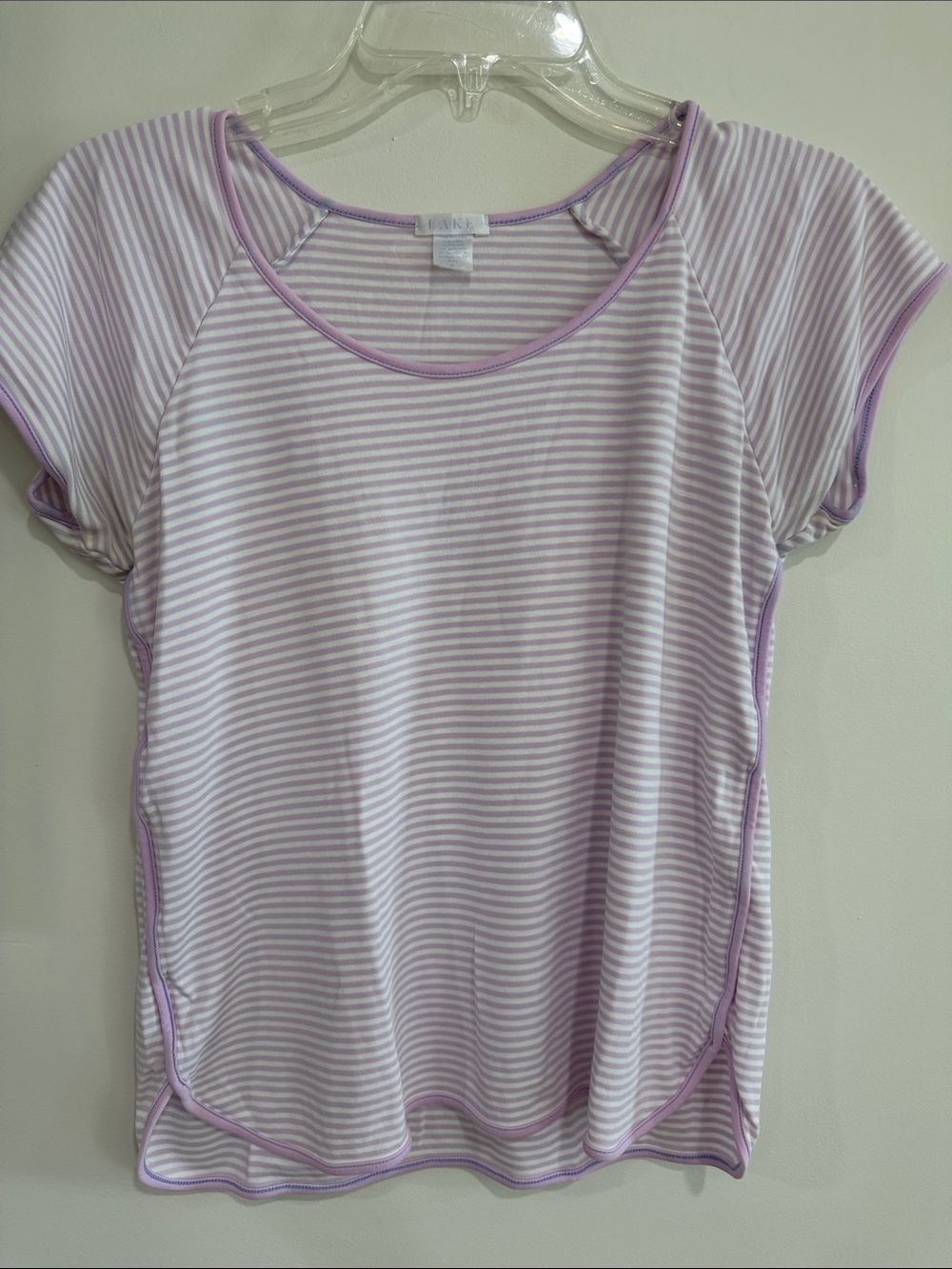 Women's Lavender & White Striped Short Sleeve Pajama Top